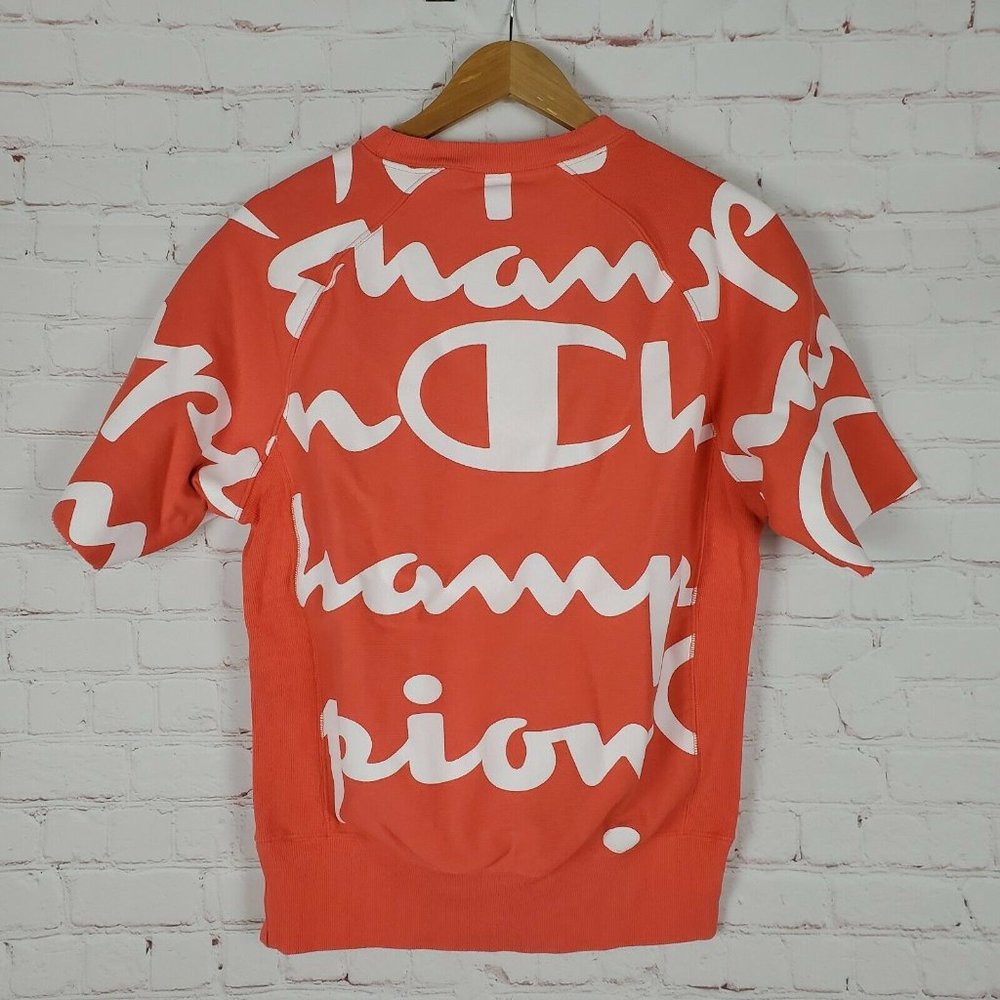 Champion Unisex S Reverse Weave All Over Print Short Sleeve Fleece Sweatshirt - Picture 12 of 12